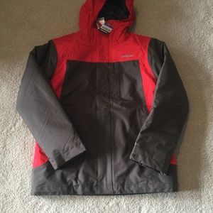New Patagonia boys medium red/brown 3 in 1 Jacket